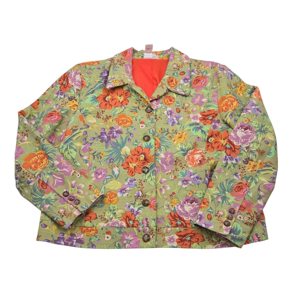 Coldwater Creek Floral Print Blazer Jacket Women's PXL Spring Casual Tweed‎ Fun